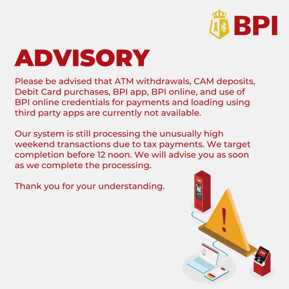 菲岛银行BPI网银、信用卡系统全面宕机